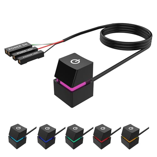 SPORWAY Interruttore di alimentazione PC: interruttore di alimentazione esterno PC Power Button, pulsante di accensione PC scheda madre Power On Off Switch, cavo di prolunga, PC computer, interruttore