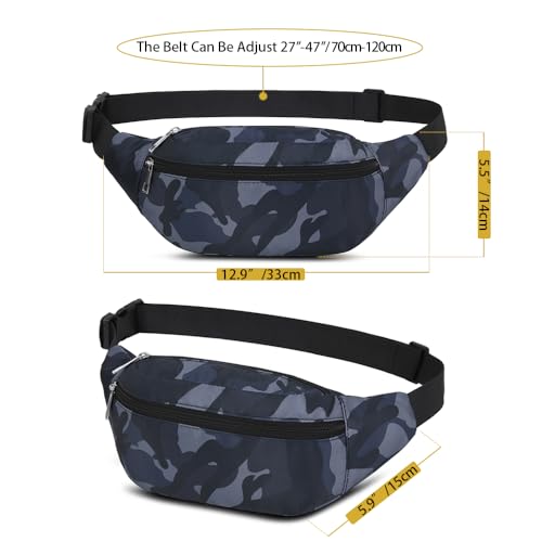 Waterproof Bumbags Waist Fanny Pack for Men Women Ladies Fashion Bum Bag with Adjustable Belt for Sport Running Hiking Jogging Girls Women Men (Camo Black) - Image 4