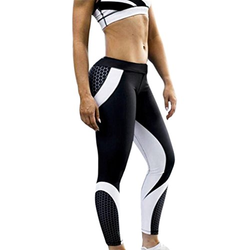 Womens Print Yoga Pants ,Vanvler Ladies Skinny Leggings ❤️ Workout Gym Trousers (M, Black)