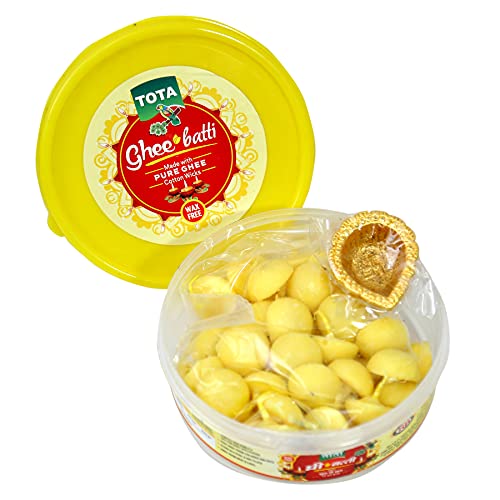 Tota Mechas de algodón para Puja con Diya, sin cera para vaca, 50 unidades Pooja Batti con Diya