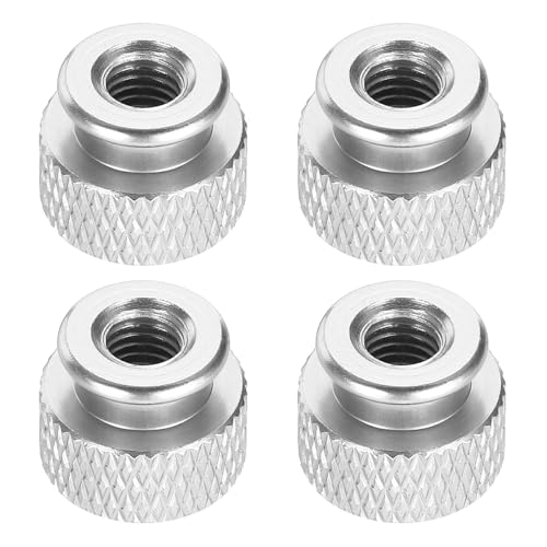 QUARKZMAN 4 Pièces Écrou À Molette, M5 12 mm 10 mm Hauteur Alliage D'Aluminium 6061 Anodisé Écrou À Main, Vis Châssis Métallique Pour Machines, Assemblage DIY, Électronique, Argent Brillant