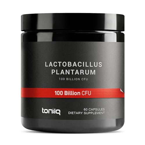 Toniiq Lactobacillus Plantarum 100 Billion CFU High-Strength Single-Strain Probiotic with FOS Delayed-Release Veggie Capsules Third-Party Tested Potency 60 Capsules