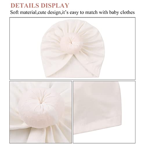Baby Girl Turban Newborn Beanie Hat 5 Pieces Cotton Infant Girls Headwraps Toddler Kids Hats 0-3 Years (Ball(White,Black,Gray,Light Pink,Taro Pink)) #TOP2