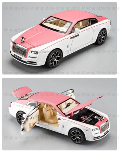 Image of 1:24 Rolls-Royce Spectre Diecast Metal Pull Back Car with 6 Openable Doors with Sound and Light Toy Decoration car Best Gift Toys for Kids (1:24 Rolls-Royce Wraith - Pink)