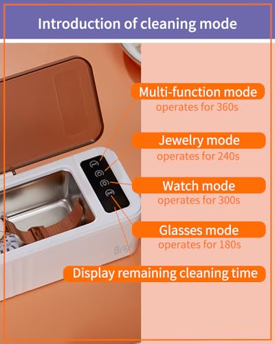Brigii- Limpador ultrassônico de joias, limpador sônico de 15 onças com temporizador digital, 4 modo