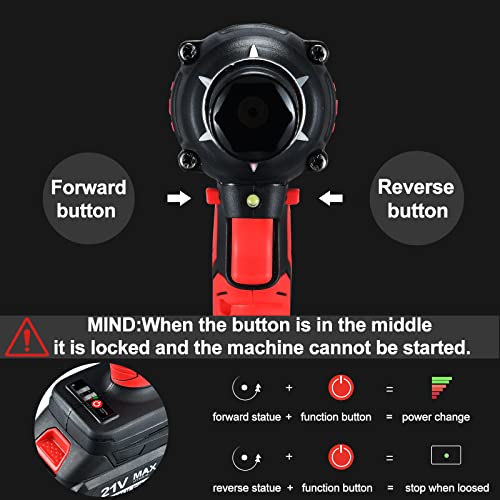 Powerful 21V Cordless Impact Wrench for Mechanics: Includes Brushless Motor, 300 ft-lbs Torque, Li-ion Batteries, Charger, and Tool Bag