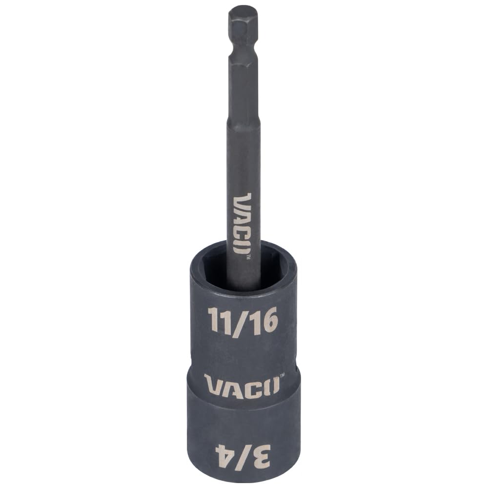 VACO VAC4100 10-częściowy zestaw nasadek udarowych 2 w 1, z etui, adapterem, przedłużeniem, grzechotką, 6 gniazd, 12 rozmiarów SAE do napędów 1/4 i 3/8 cala