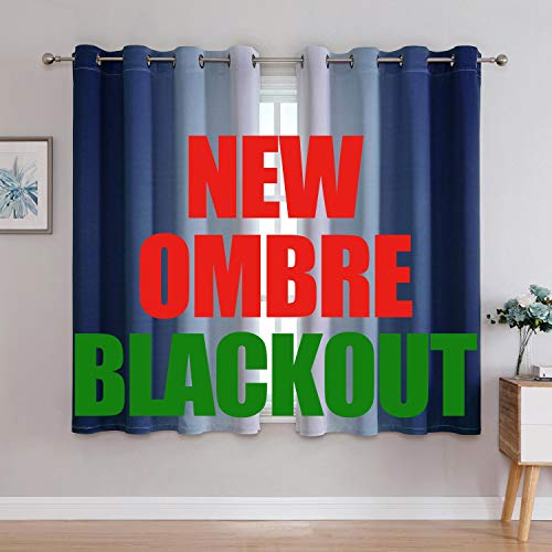Image of G2000 Blackout Curtains & Drapes for Bedroom Living Room 63 Inch Length Navy Blue and Greyish White Room Darkening Window Treatments Ombre Thermal Insulated Light Blocking Grommet Backdrop 2 Panels