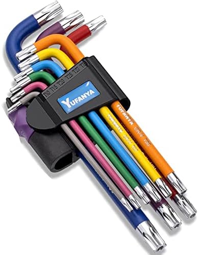 YUFANYA 9PC Torx Key Set,Star Hex Key Set,Torx Allen Key Set with Multi Colour Coded,Sizes T10-T50,Allen Wrench Set for Bicycle Repair,Furniture Assembly,Appliance Repair,Household DIY
