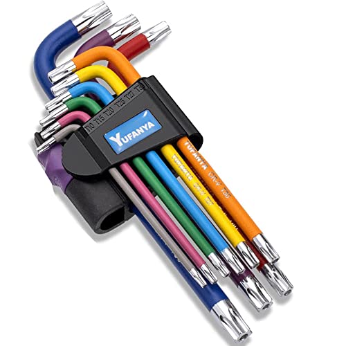 Jeu de 9 clés Torx en forme d'étoile,Jeu de clés Allen Torx avec code couleur multicolore,Tailles T10-T50, réparation d'appareils électroménagers, bricolage domestique Cover