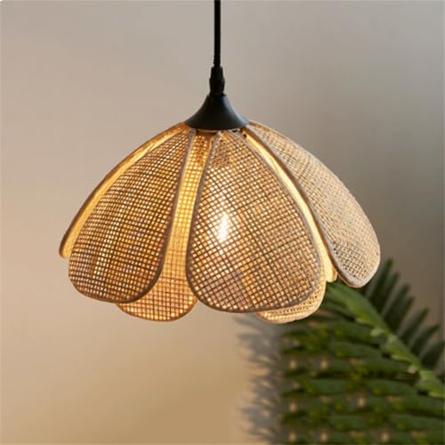 Lámpara de mimbre de 50 cm para comedor con pantalla de cesta bohemia y cable ajustable 2