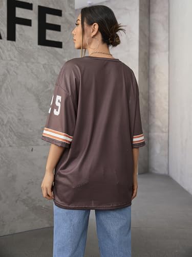 SOLY HUX Jersey Shirts for Women Oversized T-Shirt Jersey Top Graphic V Neck T-Shirts for Teen Girls Casual Football Tee Tops2