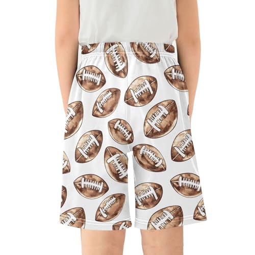 ALAZA Brown American Football Ball Retro Pajama Shorts Sleep Shorts Pant Lounge Pajama Bottoms Elastic Waist with Pockets2