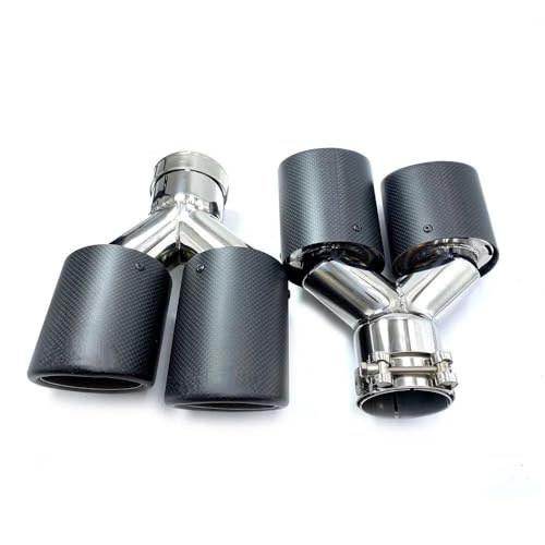 Tubo de escape coche universal con silenciador doble de 70mm a 89mm para modificación estética 5