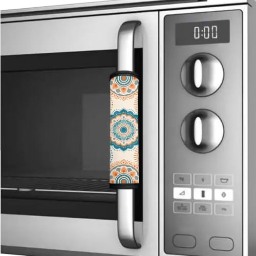 Image of Refrigerator Door Handle Covers Set of 6 Kitchen Electrical Appliances Handle Protector Anti-Slip Fridge Microwave Oven Home Accessories, Bohemian Floral Beige