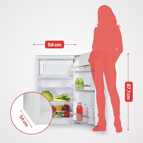 Amica Einbau‑Kühlschrank mit Gefrierfach Festtür‑Technik 880 mm Nische elektronische Steuerung Inverter‑Motor LED Beleuchtung 87,1 x 54 x 54 cm – Einbau Kühl Gefrierkombination