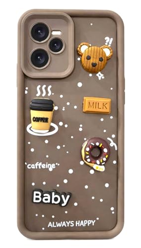 Image of Bintage Ball Bear| Donut| Milk Cake| Baby| Coffee Rubber Case Full Body & Camera Protection Back Cover Compatible for Realme Narzo 50A Prime - Brown