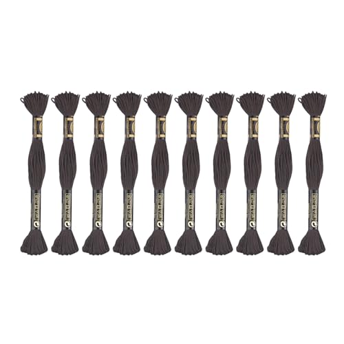 Image of 12 Skeins Premium Egyptian Embroidery Floss 9 Yards Each Egyptian Long Fiber Cotton Cross Stitch Thread for Embroidery Projects Bracelet. (12, Dark Coffe)
