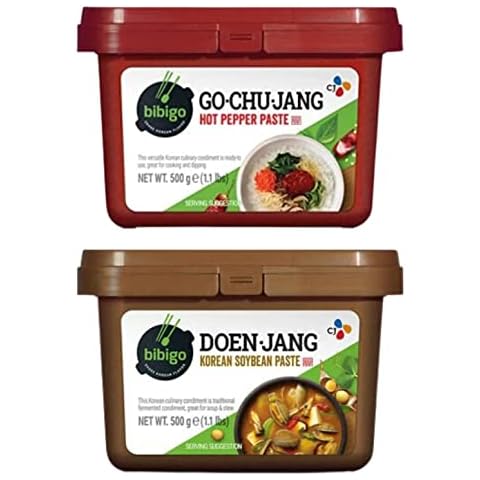 CJ Bibigo Korean Paste 500G Bundle (Hot Pepper Paste and Korean Soybean Paste) - Pack of 2 Cover