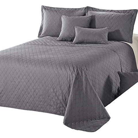 Delindo Lifestyle® Bedspread Bed Throw Premium Grey for Double Bed Plain Bedroom 200 x 220 cm Cover