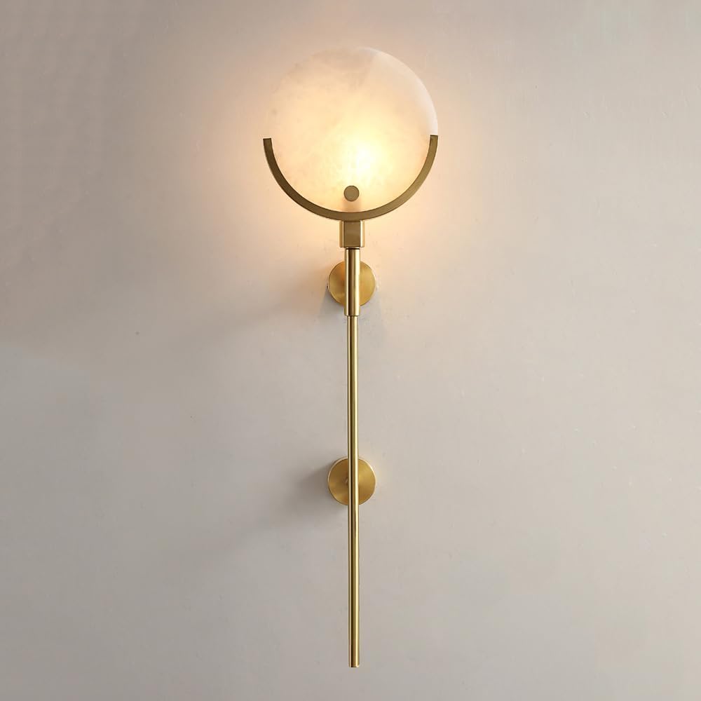 VDOQTLJT Home Brass Wall Sconces E14 1-Light Marble Lights Living Room Hallway Decoration Lamps H28.76in LED Chandelier Ceiling