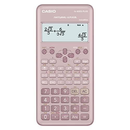 Casio Calcolatrice scientifica standard, rosa, non programmabile, 10 + 2 cifre, 252 funzioni, FX-82ESPLUS-2PKWDT