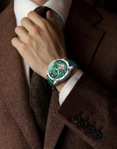 Image of OLEVS Mens Automatic Watches Self-Winding Starry Sky Diamond Skeleton Luxury Wrist Watch Waterproof Luminous