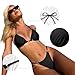 MIKETAI Sexy Bikinis for Women 2 Piece Bikini Spaghetti Strap Swimsuits Solid Color Bathing Swimwear Triangle Bathing Suit (US, Alpha, Small, Regular, Regular, Black)