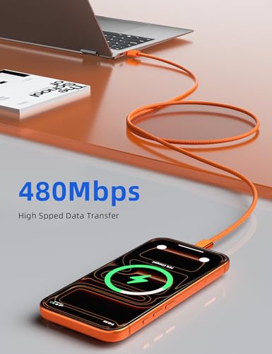 Image of ACAGET Type C Cable for iPhone 17 Pro Max Air 16 15,18W 3A USB A to USB C Cable for Apple CarPlay & Android Auto, 1M Length Charging Cord for iPad Pro, iPad A16 /10 /Air, Galaxy S25 S24 S23 A56, Orange