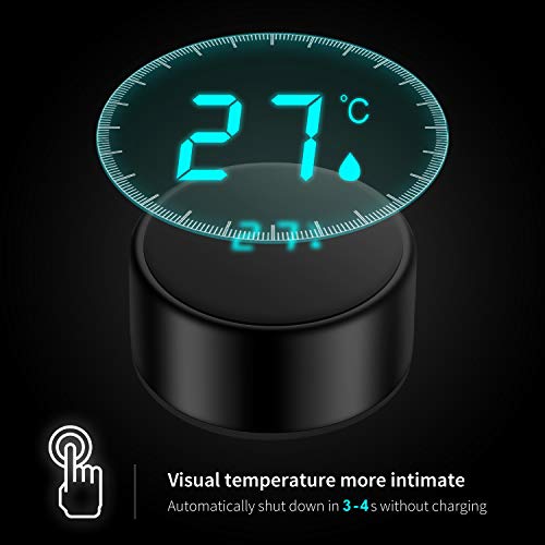 SOUSLOW Tazas térmicas Botella de agua con aislamiento al vacío con pantalla inteligente de temperatura, a prueba de fugas, café de acero inoxidable, 500 ml (Negro) - Imagen 3