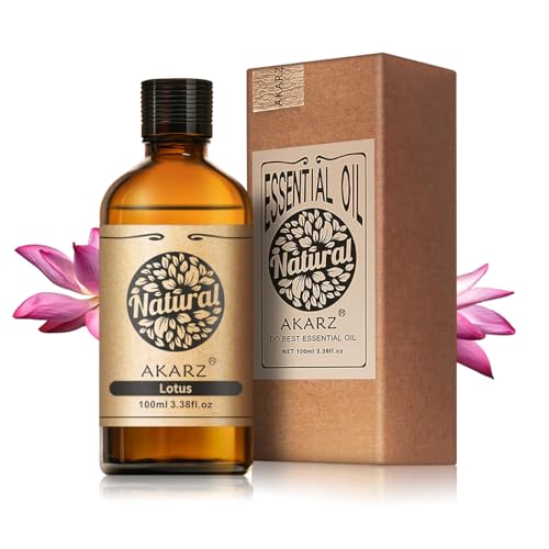 AKARZ 100ml Aceite esencial de Loto   Aceite esencial puro para difusores, luces aromáticas y aromas ambientales