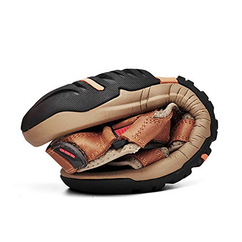 LLTMALL Men's Outdoor Strap Sandals Leather Beach Sandals Shoes with Hook Loop2