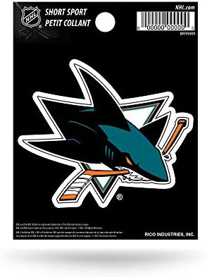 Rico Industries NHL Hockey San Jose Sharks Short Sport Decal 3.75' x 4.75' Die Cut Team Logo Short Sport Decal