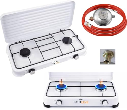 SMH LINE® Gaskocher Campingkocher 2 flammig inkl. Schlauch und...