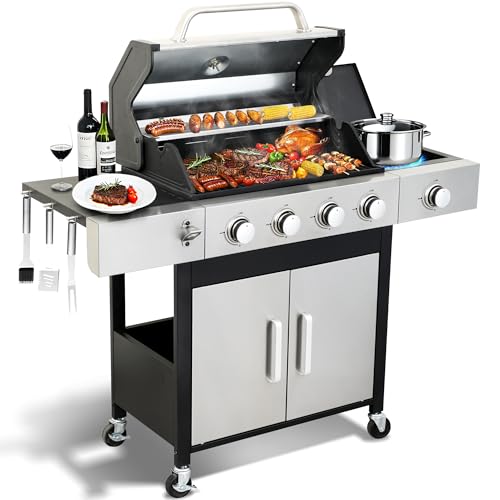 Nice Cooker 4 Burner Propane Gas BBQ Grill with Side...