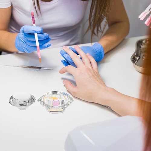 Vaso de vidrio para arte de uñas con tapa mini miniatura 6