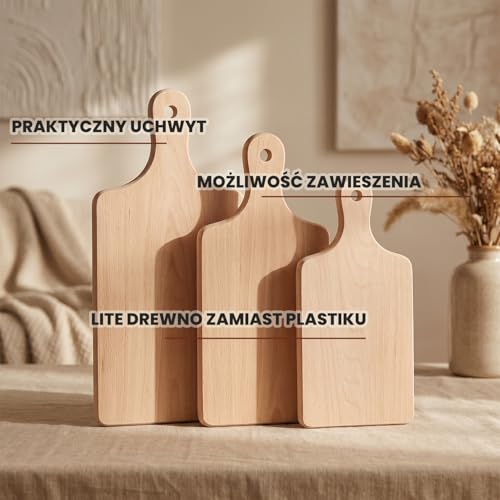 Zestaw desek do krojenia z drewna 36x15,5, 32,5x13,5 i 26x11,5 cm