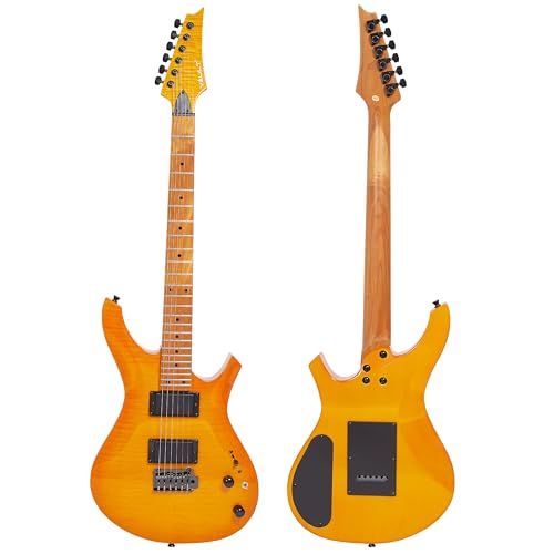 Image of Vault RG2 Soloist Premium Electric Guitar with Dual Alnico 5 Humbuckers and Roasted Maple Neck - Orange Burst