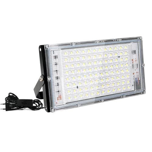 Foco LED Fynokst Assen de 100 W, 1 holofote, 6500 K, 10 000 LM, para interiores, IP66, impermeável, adequado para jardins, garagens e estádios desportivos