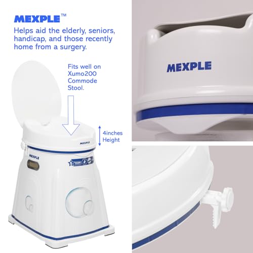 Image of MEXPLE RaiXer4 Raised Toilet Seat Raiser Elevator (4 Inch) (5 Years Warranty) | Plastic Commode Seat Extension | Tool Free Installation | For Handicap, Knee Patients, Old Senior Citizen - White