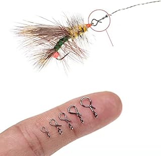 Greatfishing 200pc Fly Fishing Snaps Stainless Steel Quick Change, Fast Easy Fly Hook Snap, 5 Size Combo Hook Snaps