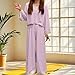 Pajama Sets for Women Solid Long Sleeve Lace V Neck Tops Loose Pants Pajamas Casual Fashion Comfort Home Sleepwear Purple