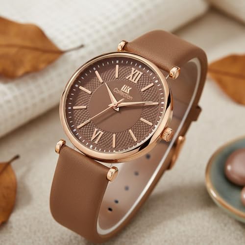 Image of IIK COLLECTION Watches for Women Round Dial |Analogue Quartz Movemnet Ladies Watch|Long Battery Life|Leather Bracelet Strap|Buckle Lock Clasp Safety Watches for Girls