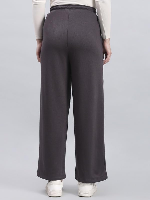 Image of GO COLORS Polycotton Fleece Wide Pants for Women | Relaxed Fit, High Rise