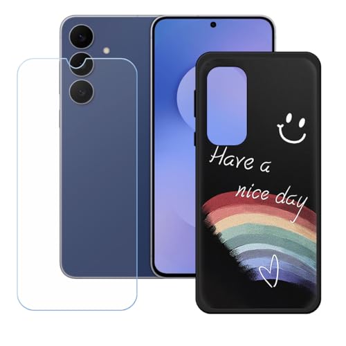 BMPNLSZ �K�p Samsung Galaxy S25 FE�p+HD�����K���X�ɓK�����ėpTPU�P�[�X�A�V���J�Q���P�[�X�o���p�[�ی�o�b�N�P�[�X-Samsung Galaxy S25 FE�p�ɓK����9�d�x�X�N���C�u�h�~�X�N���[���v���e�N�^(6,7") 