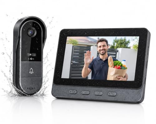 Zeerkeer Videoportero Inalámbrico Sin WiFi con Pantalla IPS de 4,3', Timbre con Cámara 1080P, Audio Bidireccional, Visión Nocturna, Ángulo 170° e IP65 Impermeable