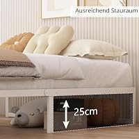 Yicensen Metallbett 75x190 cm Einzelbett mit Stahllattenstütze, 30cm Hoch – Ansicht 5