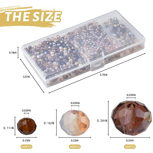 KINGSHINE Faceted Rondelle Glass Beads for Jewelry Making AB Color 1000pcs Crystal Spacer Beads,Assorted Jewelry Beads for Bracelets Necklaces Accessories