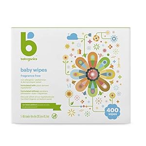 Baby Wipes, Babyganics Unscented Diaper Wipes , 400 Count, (5 Packs of 80), Non-Allergenic and formulated with Plant…