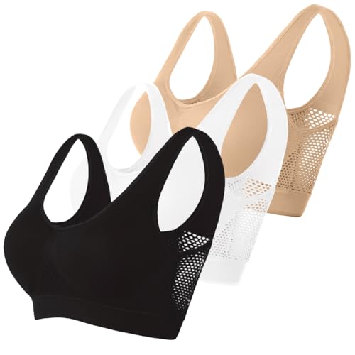 Memoryee Padded Sports Bras Women Medium Impact Plus Size for Large Breasts Push Up Seamless Breathable for Yoga Running Crop Top Multicolor1 M